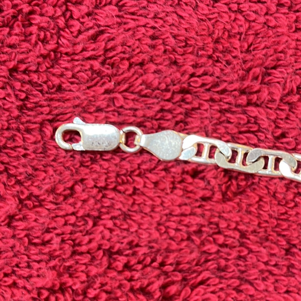 Sterling Silver Rectangular-Link Chain Necklace - image 7